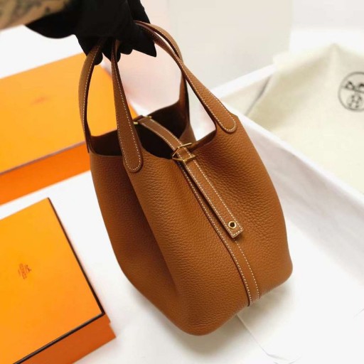 Picotin Clemence Ck37 Golden Brown Gold Hardware Ghw 18cm Full Handmade