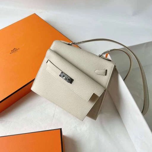 Kelly Desordre Epsom Ck10 Creamy White Silver Hardware 20cm Full Handmade Phw