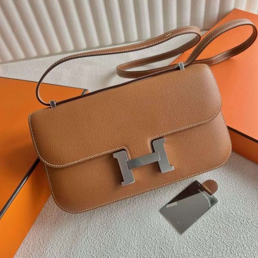Bags Constance elan Epsom Ck37 Golden Brown Silver Hardware 23cm Full Handmade Phw