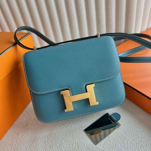 Constance Epsom D2 New denim blue Gold Hardware 18cm Full Handmade Ghw