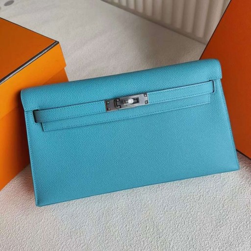 Kelly Elan Epsom P3 Candy Blue Silver Hardware 27cm Full Handmade Phw