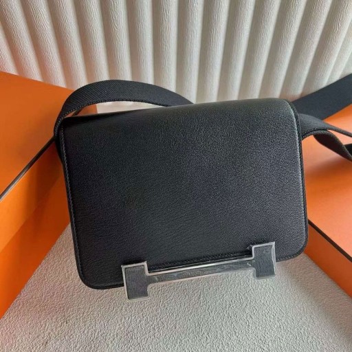 Geta Chever Ck89 Black Silver Hardware 20cm Full Handmade Phw