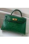 Mini Kelly Alligator Shiny cactus green Gold Hardware 19cm Full Handmade