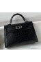 Mini Kelly Alligator Matte Black Silver Hardware 19cm Full Handmade