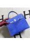 Kelly Alligator Shiny Bright blue Silver Hardware 25cm Full Handmade