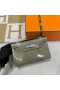 Mini Kelly Pochette Shiny Alligator Ck81 Gris Silver Hardware Phw 22cm Full Handmade