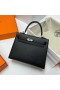 Kelly Epsom Ck89 Black Silver Hardware Phw 25cm Full Handmade
