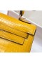 Kelly Shiny alligator Crocodile 9D Amber yellow Gold Hardware 25cm Full Handmade