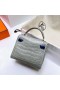 Kelly doll Matte Alligator Crocodile & Swift Ck80 Pearl grey & Deep Blue Silver Hardware Phw 16cm Full Handmade
