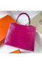 Kelly Shiny Alligator Crocodile J5 Deep Rose Pink Purple Silver Hardware Phw 25cm Full Handmade