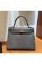 Kelly Lizard 84 Deep Grey Gold Hardware 25cm Full Handmade Ghw