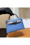 Mini Kelly Ostrich 7Q Blue & Cc94 Light Pink Silver Hardware 19cm Full Handmade Phw