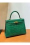 Kelly shiny alligator crocodile 6Q Emerald green Gold Hardware 25cm Full Handmade Ghw