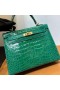 Kelly shiny alligator crocodile 6Q Emerald green Gold Hardware 25cm Full Handmade Ghw