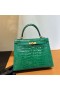 Kelly shiny alligator crocodile 6Q Emerald green Gold Hardware 25cm Full Handmade Ghw