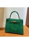 Kelly shiny alligator crocodile 6Q Emerald green Gold Hardware 25cm Full Handmade Ghw