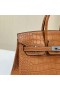 Bags Brikin Matte Alligator Ck37 Golden Brown Silver Hardware 25cm Full Handmade Phw