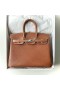 Birkin Barenia Cc34 Golden Brown Silver Hardware 25cm Full Handmade Phw
