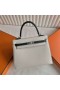 Kelly Epsom Ck10 Cream White & Black Silver Hardware 25cm Full Handmade Phw