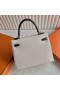 Kelly Epsom Ck10 Cream White & Black Silver Hardware 25cm Full Handmade Phw