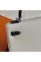 Kelly Epsom Ck10 Cream White & Black Silver Hardware 25cm Full Handmade Phw
