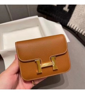 Constance Slim epsom ck37 Gold brown Gold Hardware 12cm Full Handmade