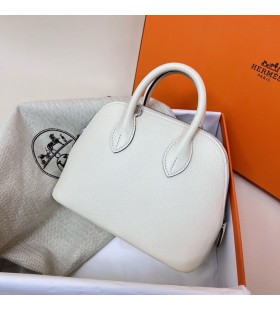 Mini bolide Chevre Creamy White Silver Hardware Phw 19cm Full Handmade