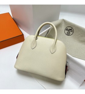 Bolide Epsom nata Creamy White Silver Hardware 25cm Full Handmade