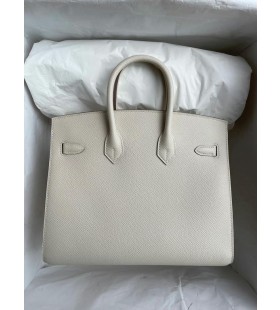 Birkin Epsom Sellier Ck10 Creamy white Silver Hardware 25cm Full Handmade