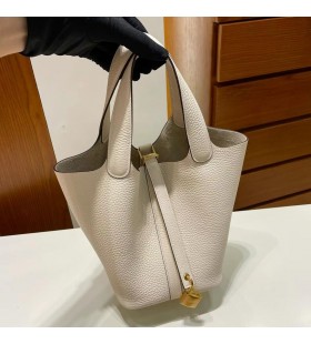 Picotin Clemence Ck10 Creamy white Gold Hardware 18cm Full Handmade