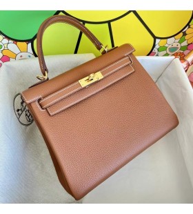 Kelly Togo Ck37 Golden brown Gold Hardware 25cm Full Handmade