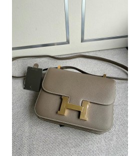 Constance NEW monolayer Epsom Ck18 Etoupe Grey Gold Hardware 24cm Full Handmade