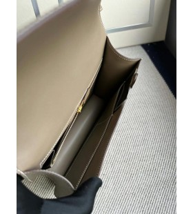 Constance NEW monolayer Epsom Ck18 Etoupe Grey Gold Hardware 24cm Full Handmade