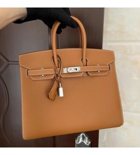 Birkin Sellier Epsom Ck37 Golden brown Silver Hardware Phw 25cm Full Handmade