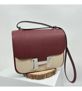 Constance Epsom Ck55 Bordeaux red Silver Hardware Phw 24cm Full Handmade