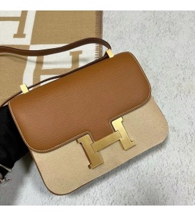 Constance 24-1 Epsom Ck37 Golden Brown Gold Hardware 24cm Full Handmade