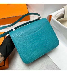 Constance Matte Alligator Crocodile 3z cyan Silver Hardware Phw 24cm Full Handmade