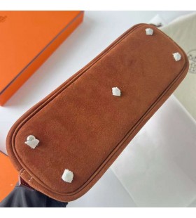 Bolide Suede & Barenia Ck37 Golden Brown Silver Hardware Phw 25cm Full Handmade