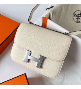 Constance Epsom I2 Creamy White Silver Hardware Phw 18cm Full Handmade