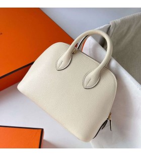 Mini Bolide Chevre i2 Creamy White Gold Hardware Ghw 19cm Full Handmade