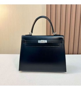 Kelly Box Ck89 Black Silver Hardware 25cm Full Handmade Phw