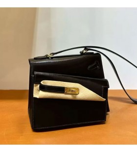 Kelly Desordre Box Ck89 Black Gold Hardware 20cm Full Handmade Ghw