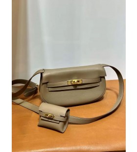 New Kelly Moove Swift Etoupe Grey Gold Hardware 17cm Full Handmade Ghw