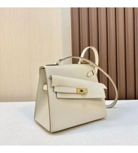 Kelly Desordre Epsom Ck10 Creamy White Gold Hardware 20cm Full Handmade Ghw