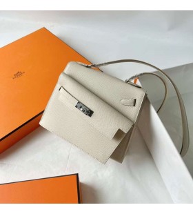 Kelly Desordre Epsom Ck10 Creamy White Silver Hardware 20cm Full Handmade Phw