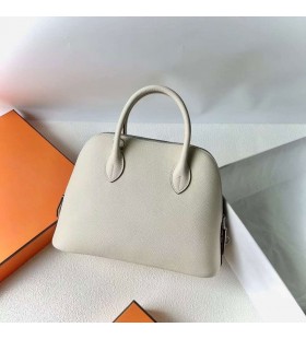 Bolide Epsom I2 Creamy White Silver Hardware 25cm Full Handmade Phw