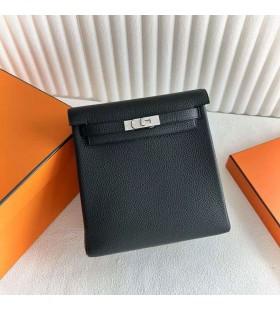 Kelly Ado Clemence Ck89 Black Silver Hardware 22cm Full Handmade Phw