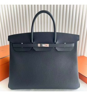 Birkin Togo Ck89 Black Silver Hardware 40cm Full Handmade Phw