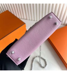 Verrou Chevre X9 Mallow purple Silver Hardware 17.5cm Full Handmade Phw