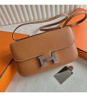 Bags Constance elan Epsom Ck37 Golden Brown Silver Hardware 23cm Full Handmade Phw